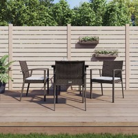  5 Piece Garden Dining Set with Cushions Poly Rattan and Steel