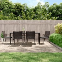  7 Piece Garden Dining Set with Cushions Poly Rattan and Steel