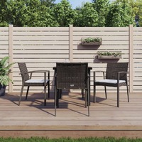  5 Piece Garden Dining Set with Cushions Poly Rattan and Steel