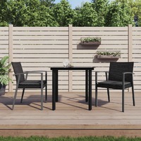  3 Piece Garden Dining Set with Cushions Poly Rattan and Steel