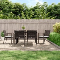  7 Piece Garden Dining Set with Cushions Poly Rattan and Steel