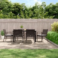  7 Piece Garden Dining Set with Cushions Poly Rattan and Steel