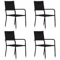  Garden Dining Chairs 4 pcs Stackable Black Poly Rattan