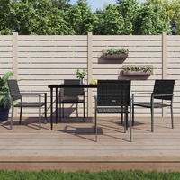  5 Piece Garden Dining Set Poly Rattan and Steel