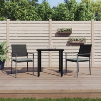  3 Piece Garden Dining Set with Cushions Poly Rattan and Steel