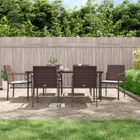  Garden Chairs with Cushions 6 pcs Brown 56x59x84 cm Poly Rattan