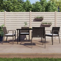  Garden Chairs with Cushions 4 pcs Brown 56.5x57x83 cm Poly Rattan