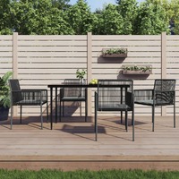  Garden Chairs with Cushions 4 pcs Black 54x60.5x83.5 cm Poly Rattan
