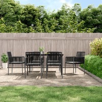  Garden Chairs with Cushions 6 pcs Black 54x60.5x83.5 cm Poly Rattan