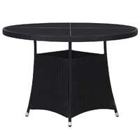  Garden Table Black Ø110x74 cm Poly Rattan
