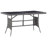  Garden Table Grey 140x80x74 cm Poly Rattan