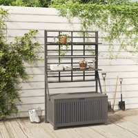  Storage Box with Trellis Grey 99x50x160 cm Solid Wood Acacia