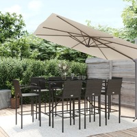  9 Piece Garden Bar Set Black Poly Rattan