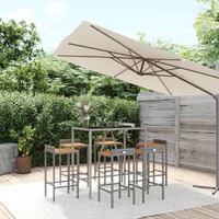 7 Piece Garden Bar Set Grey Poly Rattan&amp; Solid Wood Acacia