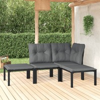  4 Piece Garden Lounge Set Black and Grey Poly Rattan