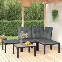  5 Piece Garden Lounge Set Black and Grey Poly Rattan