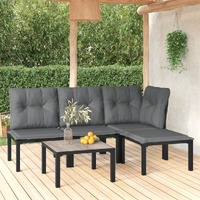  5 Piece Garden Lounge Set Black and Grey Poly Rattan