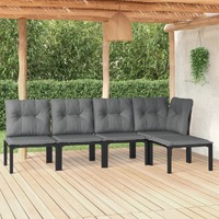  5 Piece Garden Lounge Set Black and Grey Poly Rattan
