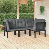  4 Piece Garden Lounge Set Black and Grey Poly Rattan