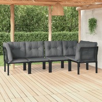  5 Piece Garden Lounge Set Black and Grey Poly Rattan