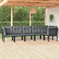  6 Piece Garden Lounge Set Black and Grey Poly Rattan