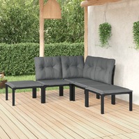  5 Piece Garden Lounge Set Black and Grey Poly Rattan