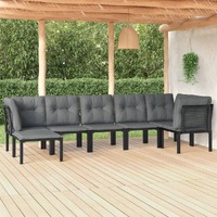  7 Piece Garden Lounge Set Black and Grey Poly Rattan