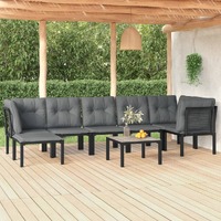  8 Piece Garden Lounge Set Black and Grey Poly Rattan