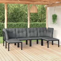  6 Piece Garden Lounge Set Black and Grey Poly Rattan