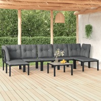  8 Piece Garden Lounge Set Black and Grey Poly Rattan