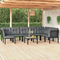  9 Piece Garden Lounge Set Black and Grey Poly Rattan