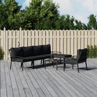  7 Piece Garden Lounge Set with Grey Cushions Steel