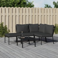  5 Piece Garden Lounge Set with Grey Cushions Steel