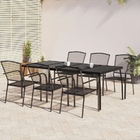  7 Piece Garden Dining Set Anthracite Steel