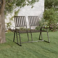  2-Seater Garden Bench 165 cm Black Steel