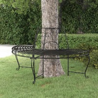  Half Round Tree Bench Ø160 cm Black Steel