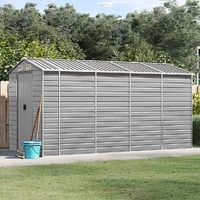  Garden Shed Light Grey 191x385x198 cm Galvanised Steel
