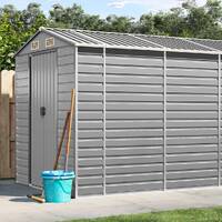  Garden Shed Light Grey 191x555x198 cm Galvanised Steel