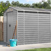  Garden Shed Light Grey 191x725x198 cm Galvanised Steel