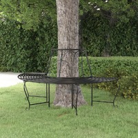  Half Round Tree Bench Ø159 cm Black Steel