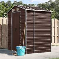  Garden Shed Brown 191x130x198 cm Galvanised Steel