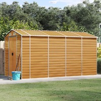  Garden Shed Light Brown 191x385x198 cm Galvanised Steel