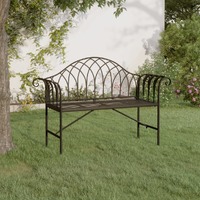  2-Seater Garden Bench 128 cm Black Steel