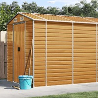  Garden Shed Light Brown 191x555x198 cm Galvanised Steel