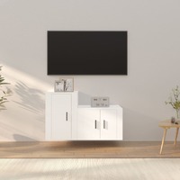  2 Piece TV Cabinet Set White Engineered Wood