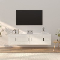 3 Piece TV Cabinet Set High Gloss White Engineered Wood