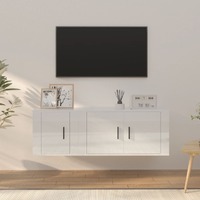 2 Piece TV Cabinet Set High Gloss White Engineered Wood