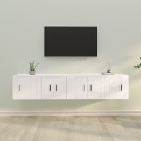  4 Piece TV Cabinet Set High Gloss White Engineered Wood