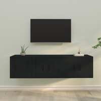  3 Piece TV Cabinet Set Black Engineered Wood