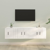  3 Piece TV Cabinet Set High Gloss White Engineered Wood